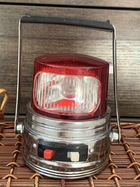 Vintage Emergency Lantern Signal Light Red Clear Lens Missing Bottom AS-IS